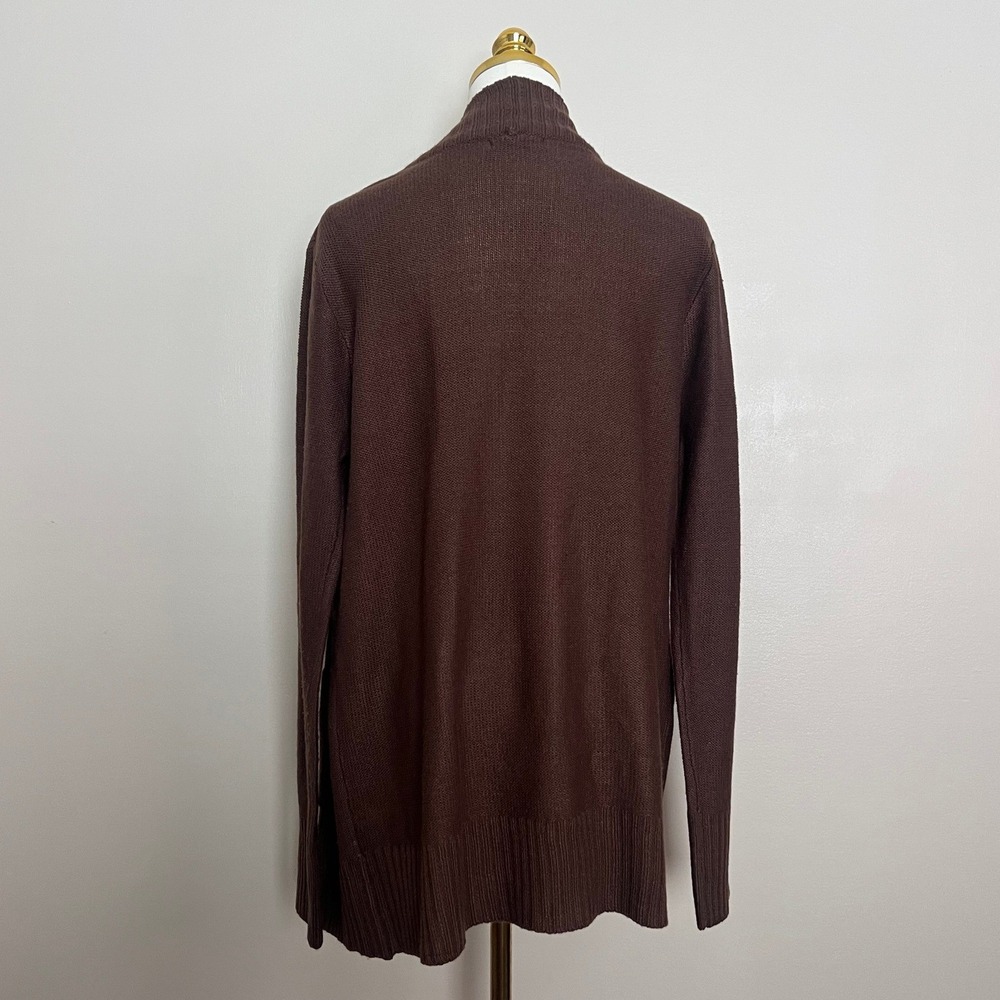 Fashion Nova Womens Brown Open Front‎ Ribbed Shawl Collar Cardigan Sweater Large - Picture 3 of 9
